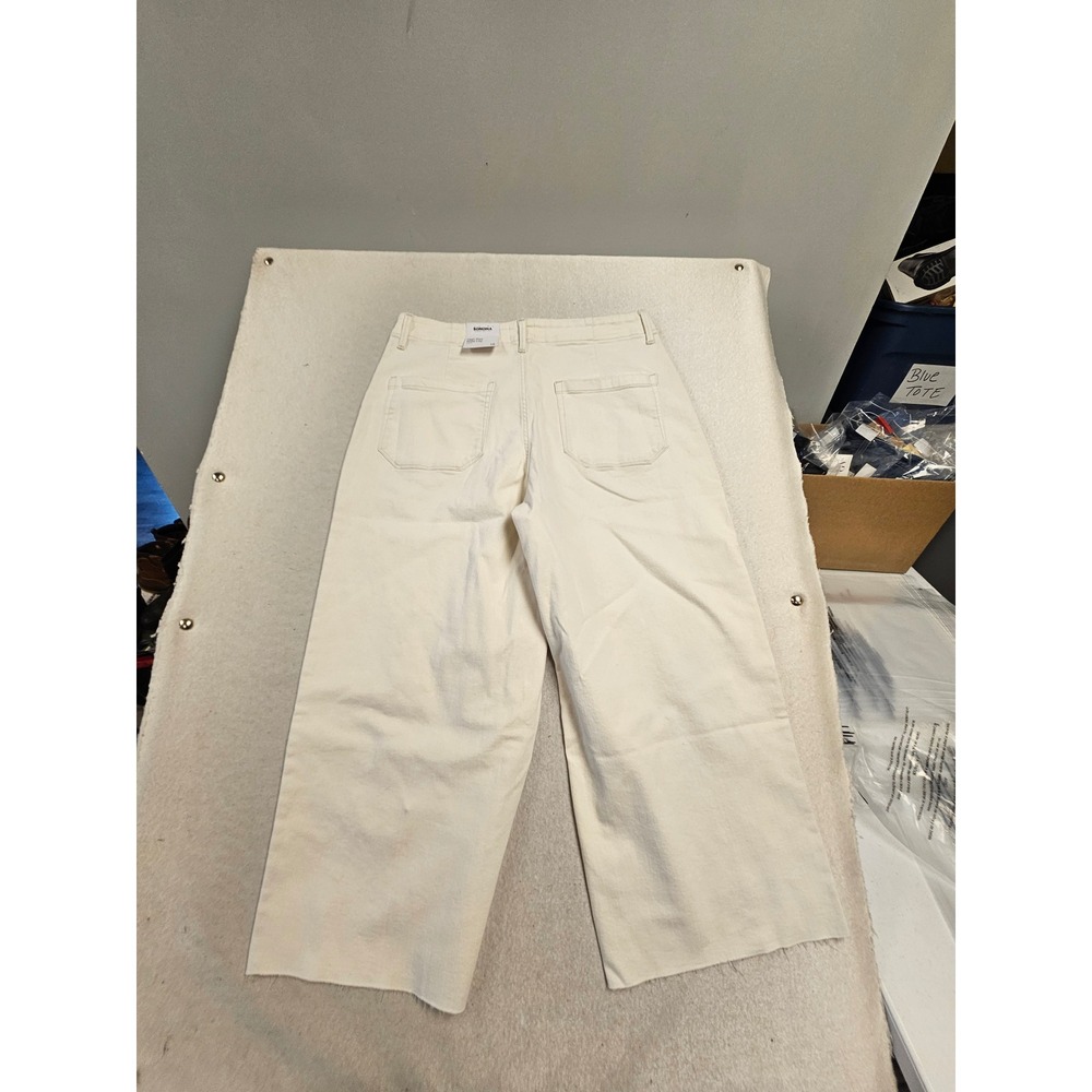 Sonoma Goods For Life High Rise Wide Leg Pants Cream Off White Stretch Size 16